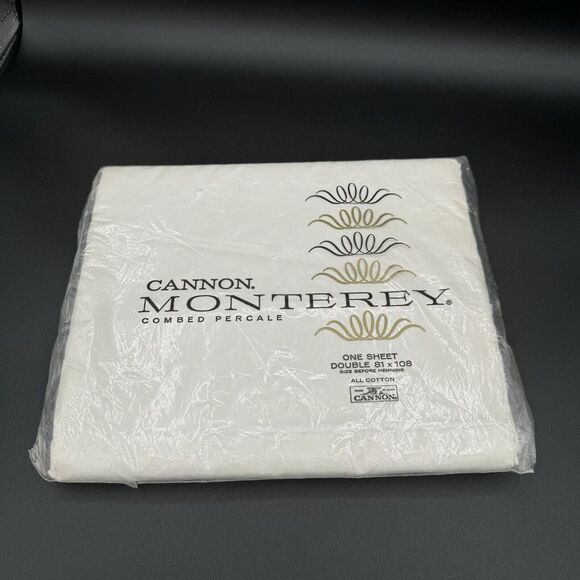Vintage Cannon Monterey One Combed Percale Double‎ Full Sheet 81 x 108 USA New - Picture 2 of 11